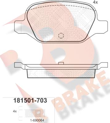 R Brake RB1501-703 - Kit de plaquettes de frein, frein à disque cwaw.fr