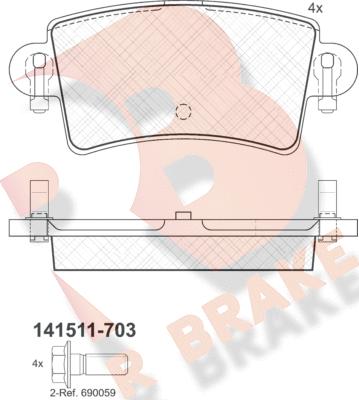 R Brake RB1511-703 - Kit de plaquettes de frein, frein à disque cwaw.fr