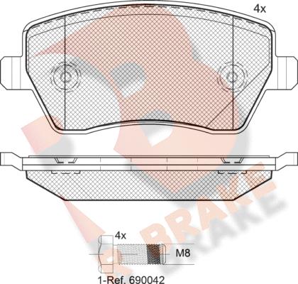 R Brake RB1534-700 - Kit de plaquettes de frein, frein à disque cwaw.fr