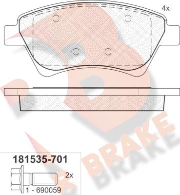 R Brake RB1535-701 - Kit de plaquettes de frein, frein à disque cwaw.fr