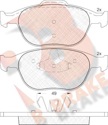 R Brake RB1537 - Kit de plaquettes de frein, frein à disque cwaw.fr