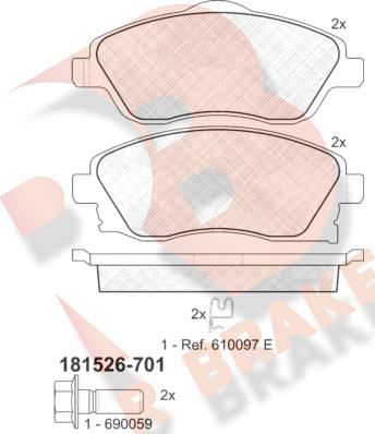 R Brake RB1526-701 - Kit de plaquettes de frein, frein à disque cwaw.fr