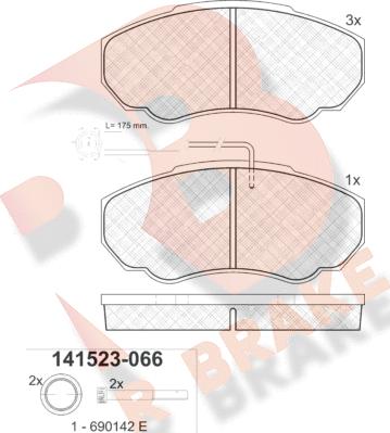 R Brake RB1523 - Kit de plaquettes de frein, frein à disque cwaw.fr