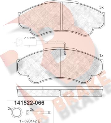 R Brake RB1522 - Kit de plaquettes de frein, frein à disque cwaw.fr