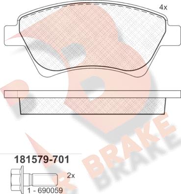 R Brake RB1579-701 - Kit de plaquettes de frein, frein à disque cwaw.fr