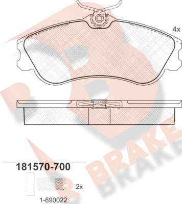 R Brake RB1570-700 - Kit de plaquettes de frein, frein à disque cwaw.fr