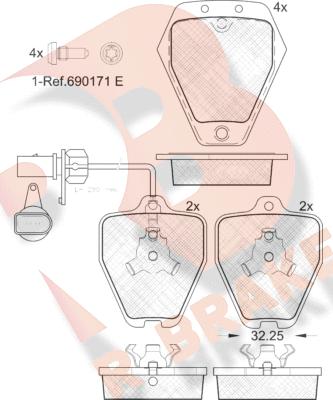 R Brake RB1694 - Kit de plaquettes de frein, frein à disque cwaw.fr