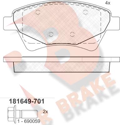 R Brake RB1649-701 - Kit de plaquettes de frein, frein à disque cwaw.fr