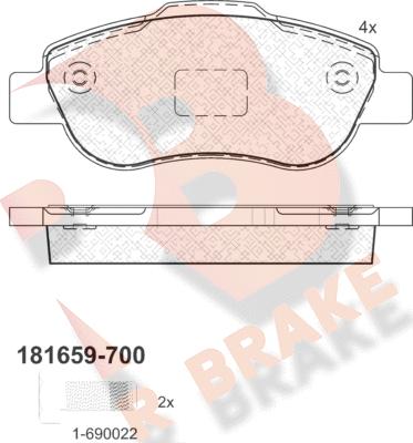 R Brake RB1659-700 - Kit de plaquettes de frein, frein à disque cwaw.fr