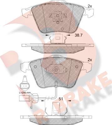 R Brake RB1654 - Kit de plaquettes de frein, frein à disque cwaw.fr