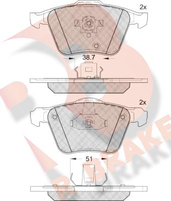 R Brake RB1655 - Kit de plaquettes de frein, frein à disque cwaw.fr