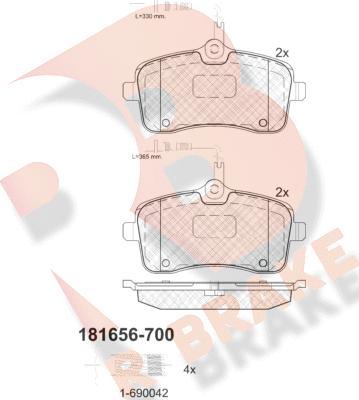 R Brake RB1656-700 - Kit de plaquettes de frein, frein à disque cwaw.fr