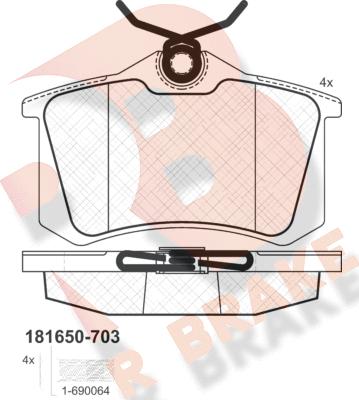 R Brake RB1650-703 - Kit de plaquettes de frein, frein à disque cwaw.fr