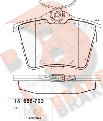 R Brake RB1658-703 - Kit de plaquettes de frein, frein à disque cwaw.fr