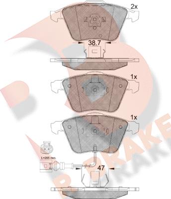 R Brake RB1653 - Kit de plaquettes de frein, frein à disque cwaw.fr