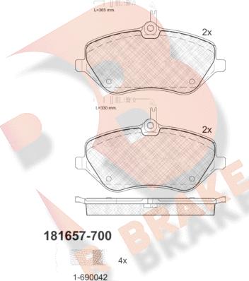 R Brake RB1657-700 - Kit de plaquettes de frein, frein à disque cwaw.fr