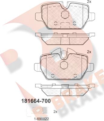 R Brake RB1664-700 - Kit de plaquettes de frein, frein à disque cwaw.fr