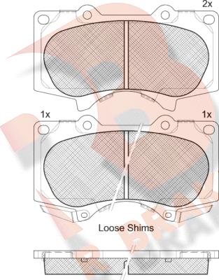 R Brake RB1665 - Kit de plaquettes de frein, frein à disque cwaw.fr