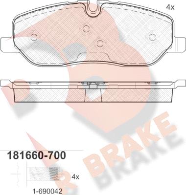 R Brake RB1660-700 - Kit de plaquettes de frein, frein à disque cwaw.fr