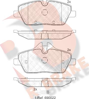 R Brake RB1662-202 - Kit de plaquettes de frein, frein à disque cwaw.fr