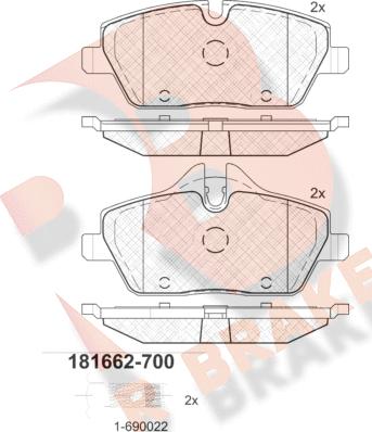 R Brake RB1662-700 - Kit de plaquettes de frein, frein à disque cwaw.fr