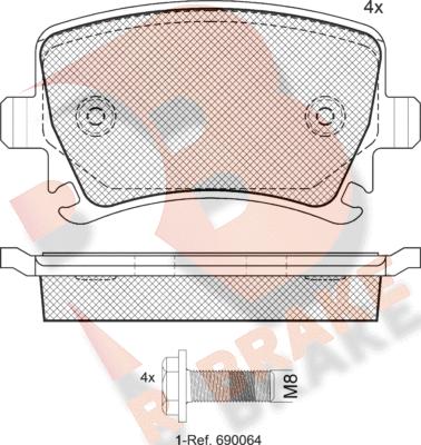 R Brake RB1600-703 - Kit de plaquettes de frein, frein à disque cwaw.fr