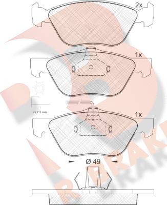 R Brake RB1601 - Kit de plaquettes de frein, frein à disque cwaw.fr