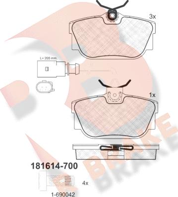 R Brake RB1614-700 - Kit de plaquettes de frein, frein à disque cwaw.fr