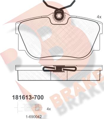 R Brake RB1613-700 - Kit de plaquettes de frein, frein à disque cwaw.fr