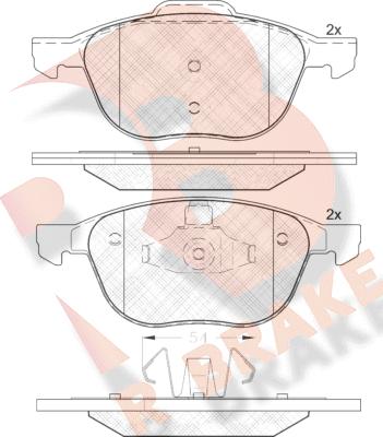 R Brake RB1617-202 - Kit de plaquettes de frein, frein à disque cwaw.fr