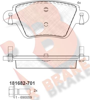 R Brake RB1682-701 - Kit de plaquettes de frein, frein à disque cwaw.fr