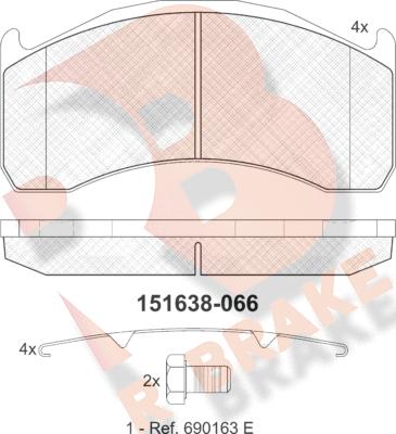 R Brake RB1638-066 - Kit de plaquettes de frein, frein à disque cwaw.fr