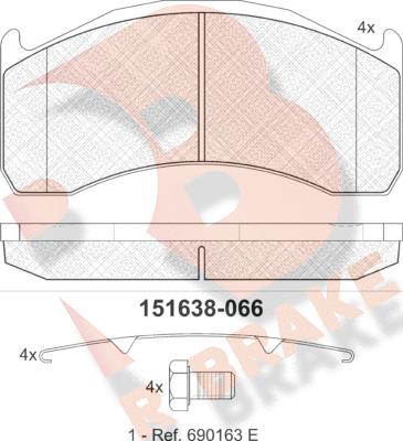 R Brake RB1638 - Kit de plaquettes de frein, frein à disque cwaw.fr