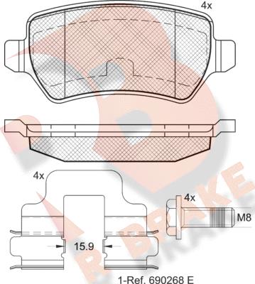 R Brake RB1622-204 - Kit de plaquettes de frein, frein à disque cwaw.fr