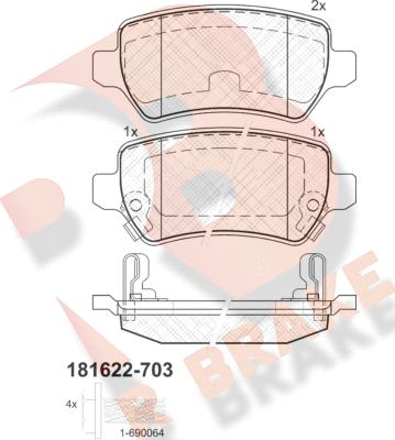 R Brake RB1622-703 - Kit de plaquettes de frein, frein à disque cwaw.fr