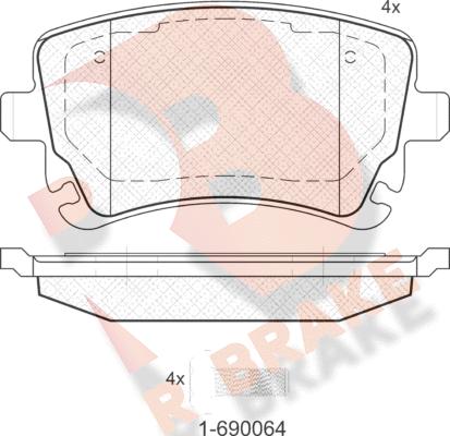 R Brake RB1674-204 - Kit de plaquettes de frein, frein à disque cwaw.fr