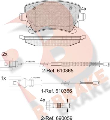 R Brake RB1674-208 - Kit de plaquettes de frein, frein à disque cwaw.fr