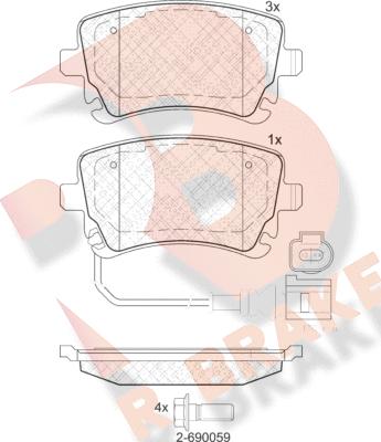 R Brake RB1674-203 - Kit de plaquettes de frein, frein à disque cwaw.fr