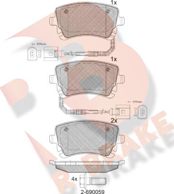 R Brake RB1674 - Kit de plaquettes de frein, frein à disque cwaw.fr