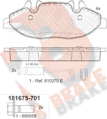 R Brake RB1675-701 - Kit de plaquettes de frein, frein à disque cwaw.fr