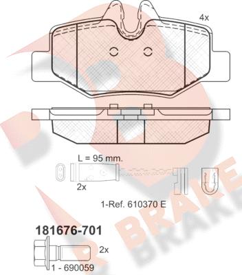 R Brake RB1676-701 - Kit de plaquettes de frein, frein à disque cwaw.fr