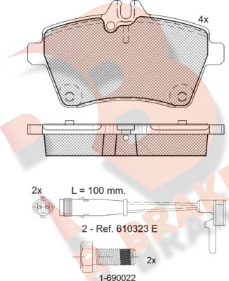 R Brake RB1678-700 - Kit de plaquettes de frein, frein à disque cwaw.fr