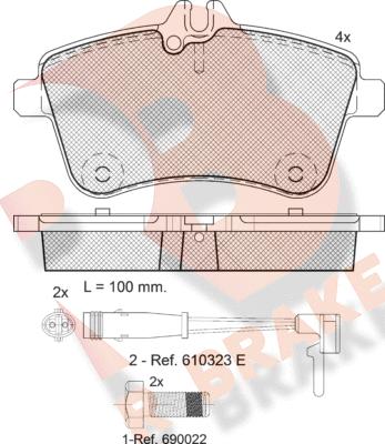 R Brake RB1677-700 - Kit de plaquettes de frein, frein à disque cwaw.fr