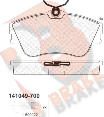 R Brake RB1049-700 - Kit de plaquettes de frein, frein à disque cwaw.fr