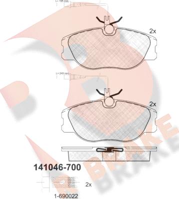 R Brake RB1046-700 - Kit de plaquettes de frein, frein à disque cwaw.fr