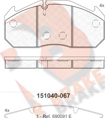 R Brake RB1040 - Kit de plaquettes de frein, frein à disque cwaw.fr