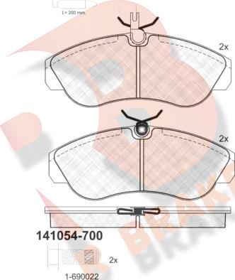 R Brake RB1054-700 - Kit de plaquettes de frein, frein à disque cwaw.fr