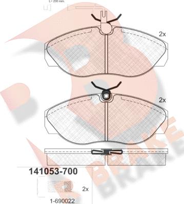 R Brake RB1053-700 - Kit de plaquettes de frein, frein à disque cwaw.fr