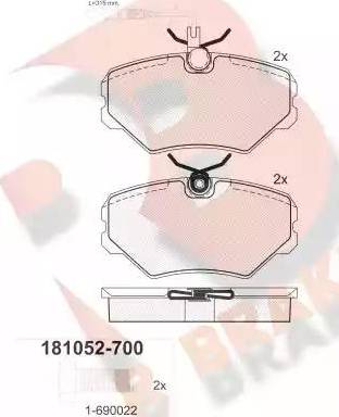 R Brake RB1052-700 - Kit de plaquettes de frein, frein à disque cwaw.fr