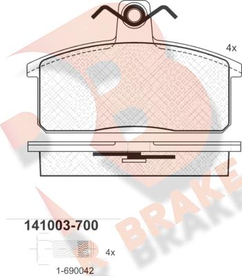 R Brake RB1003-700 - Kit de plaquettes de frein, frein à disque cwaw.fr